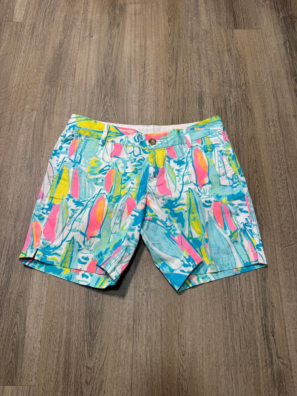 Lilly Pulitzer Women's Aqua Surfboard Print The Jayne Shorts